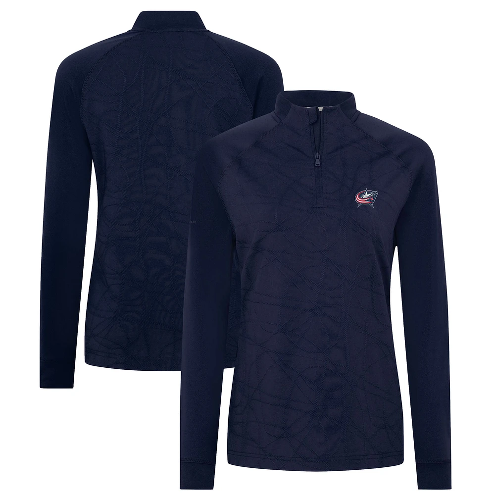 Women's Levelwear Navy Columbus Blue Jackets Amethyst Insignia Core Quarter-Zip Jacket