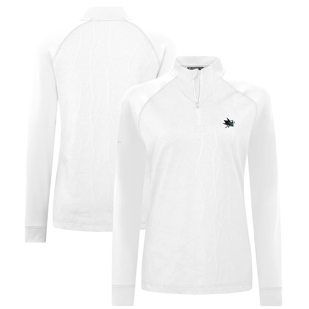 Women's Levelwear White San Jose Sharks Amethyst Insignia Core Quarter-Zip Jacket