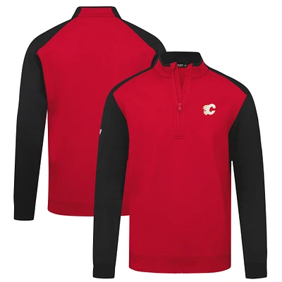 Men's Levelwear Red Calgary Flames Bayou Insignia Core Quarter-Zip Pullover Top