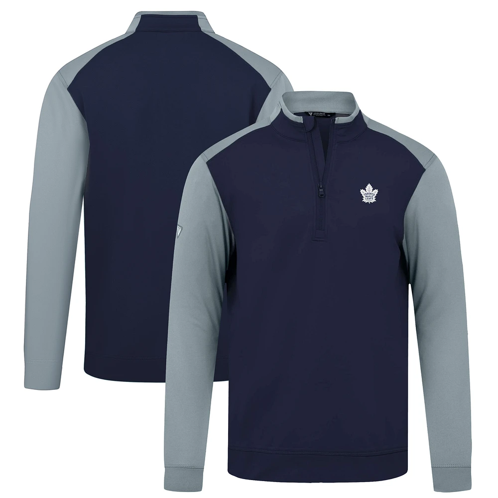 Men's Levelwear Navy Toronto Maple Leafs Bayou Insignia Core Quarter-Zip Pullover Top