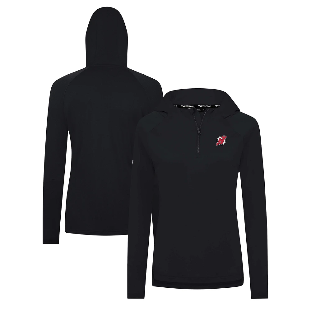 Women's Levelwear Black New Jersey Devils Raven Insignia Core Quarter-Zip Jacket
