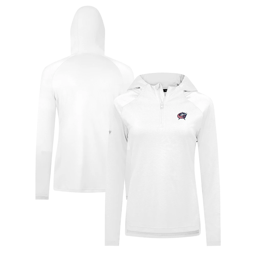 Women's Levelwear White Columbus Blue Jackets Raven Insignia Core Quarter-Zip Jacket