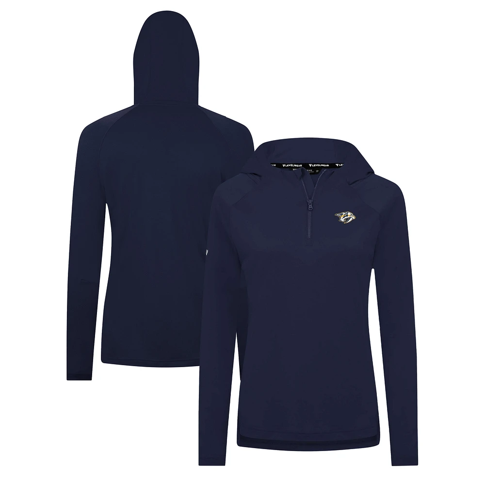 Women's Levelwear Navy Nashville Predators Raven Insignia Core Quarter-Zip Jacket