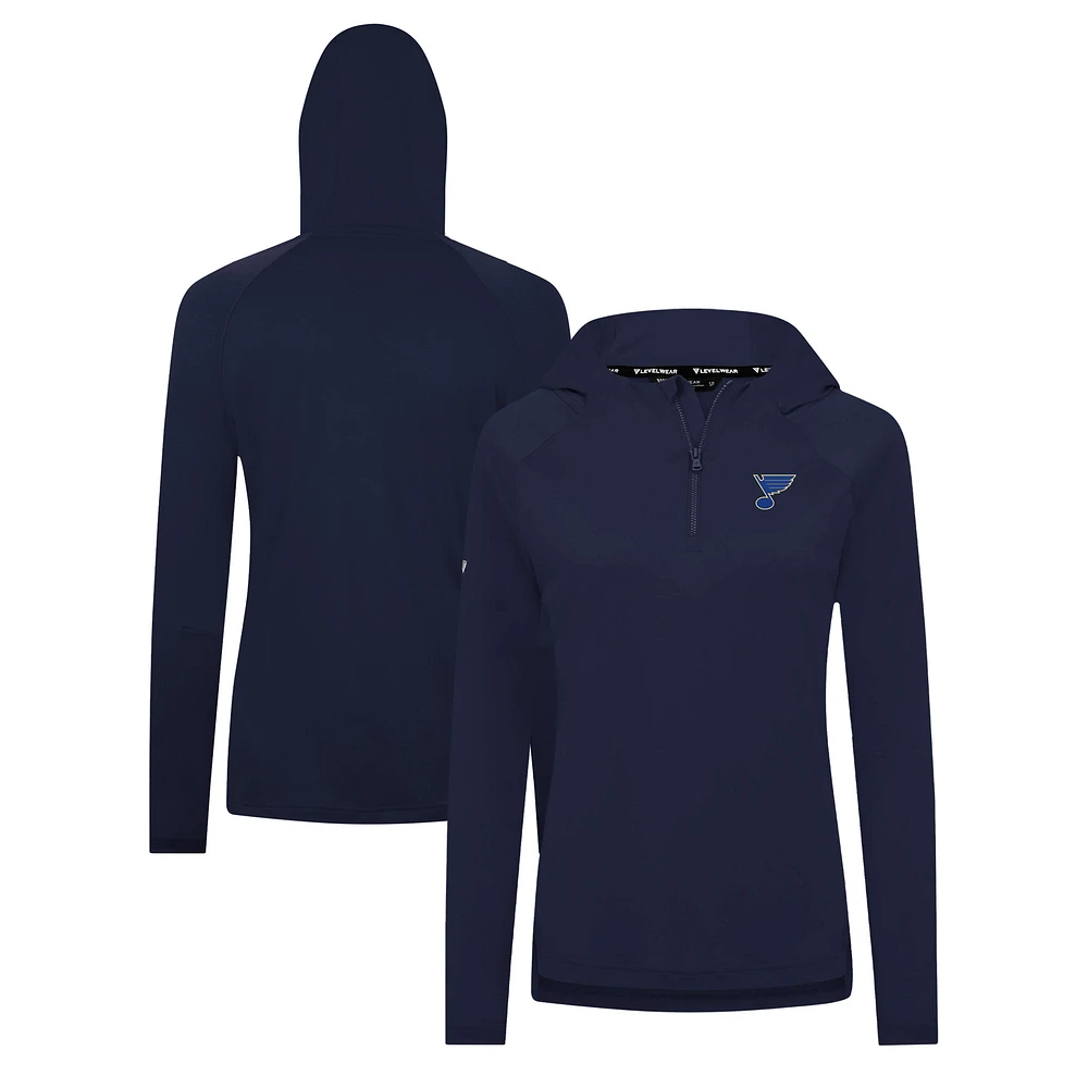 Women's Levelwear Navy St. Louis Blues Raven Insignia Core Quarter-Zip Jacket
