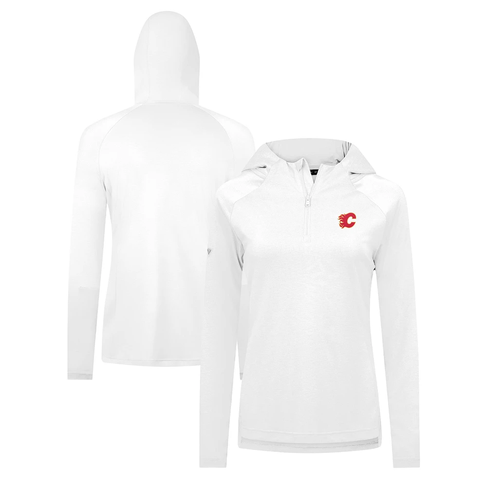 Women's Levelwear White Calgary Flames Raven Insignia Core Quarter-Zip Jacket