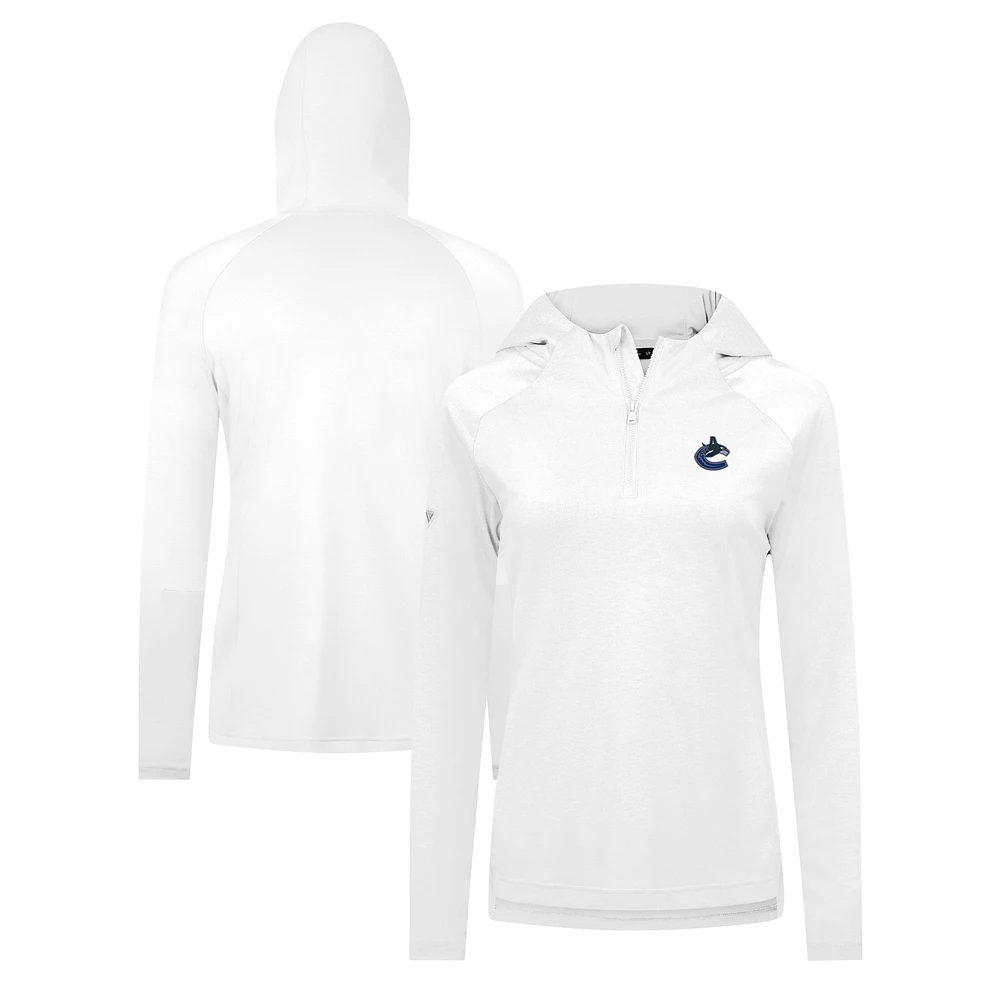 Women's Levelwear White Vancouver Canucks Raven Insignia Core Quarter-Zip Jacket