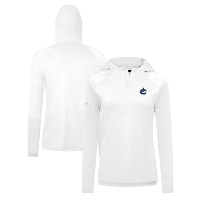 Women's Levelwear White Vancouver Canucks Raven Insignia Core Quarter-Zip Jacket