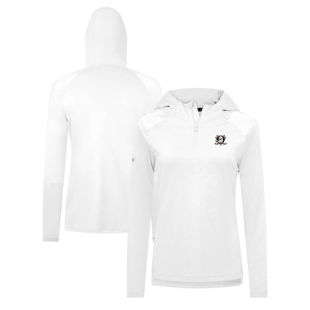 Women's Levelwear White Anaheim Ducks Raven Insignia Core Quarter-Zip Jacket