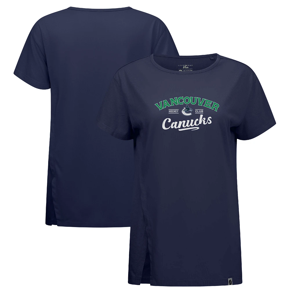Women's Levelwear Navy Vancouver Canucks Influx Ice Wall T-Shirt