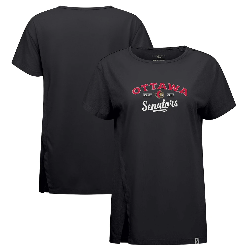 Women's Levelwear Black Ottawa Senators Influx Ice Wall T-Shirt