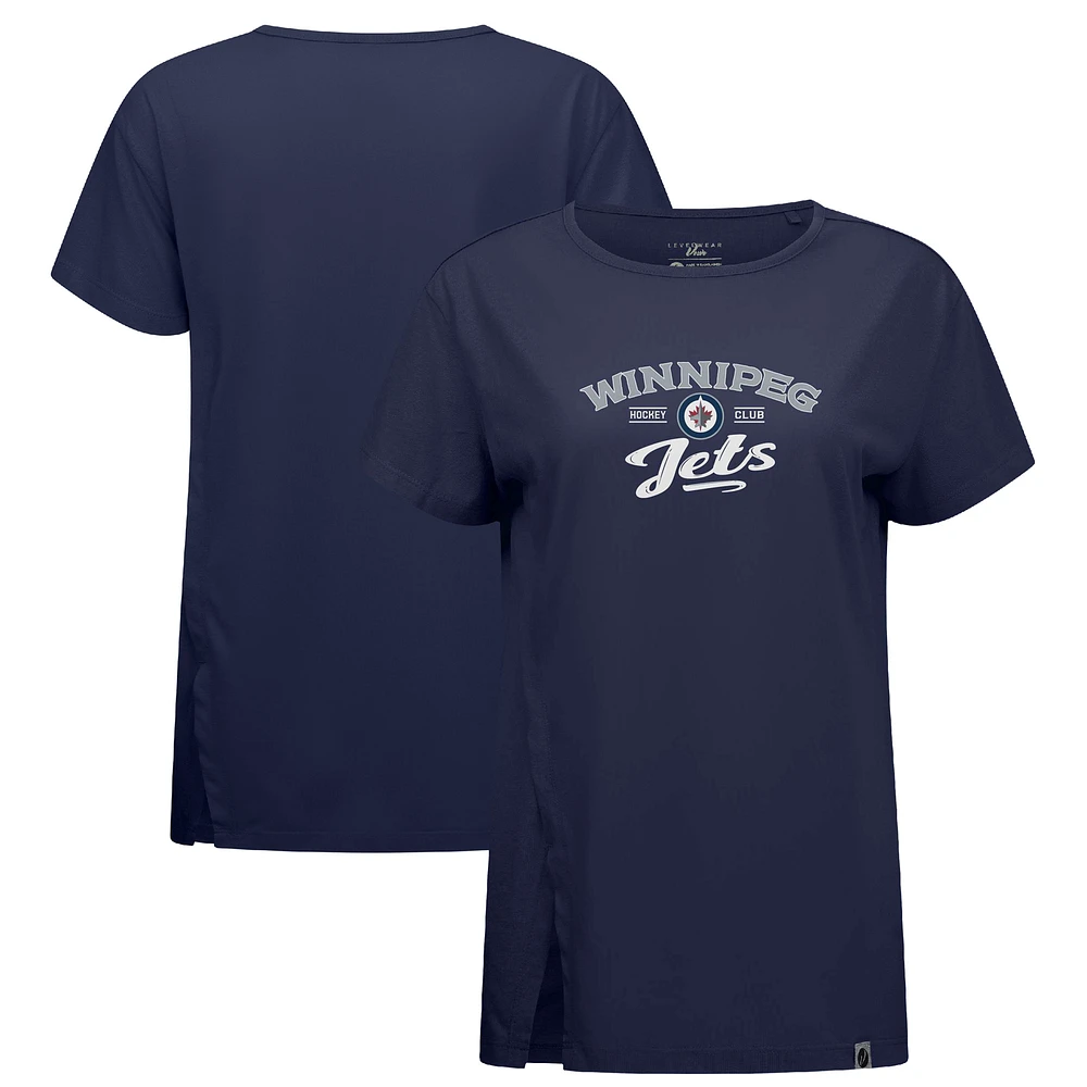 Women's Levelwear Navy Winnipeg Jets Influx Ice Wall T-Shirt