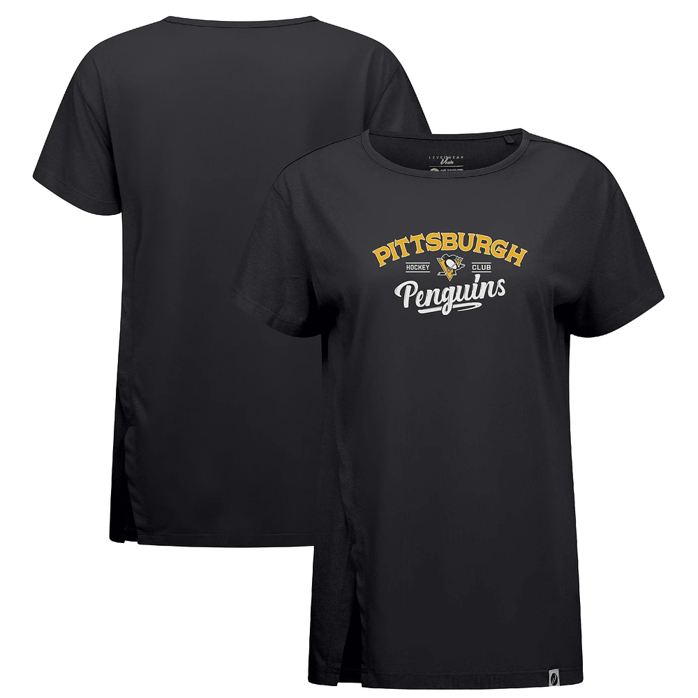 Women's Levelwear Black Pittsburgh Penguins Influx Ice Wall T-Shirt