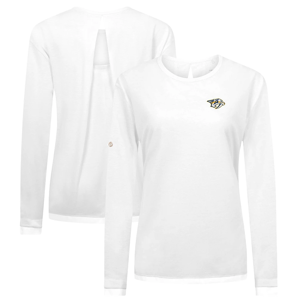 Women's Levelwear White Nashville Predators Sequoia Primary Logo Long Sleeve T-Shirt