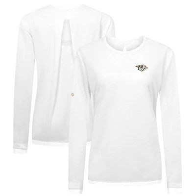 Women's Levelwear White Nashville Predators Sequoia Primary Logo Long Sleeve T-Shirt