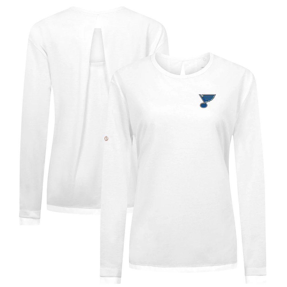 Women's Levelwear White St. Louis Blues Sequoia Primary Logo Long Sleeve T-Shirt
