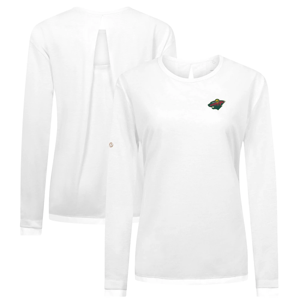 Women's Levelwear White Minnesota Wild Sequoia Primary Logo Long Sleeve T-Shirt