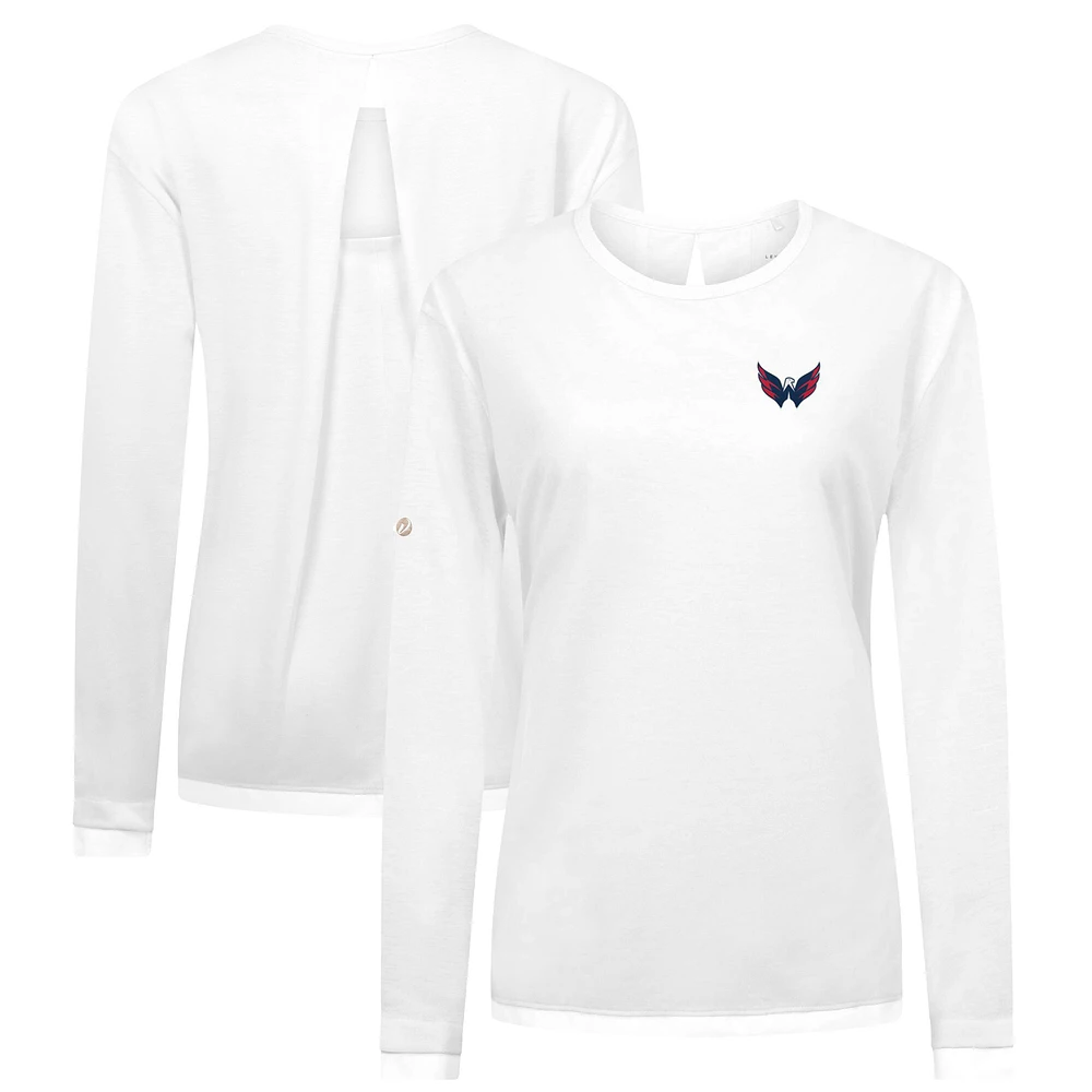 Women's Levelwear White Washington Capitals Sequoia Primary Logo Long Sleeve T-Shirt