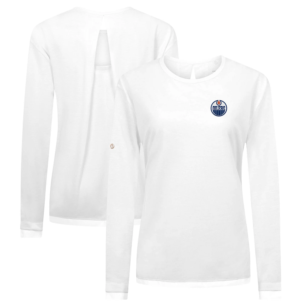 Women's Levelwear White Edmonton Oilers Sequoia Primary Logo Long Sleeve T-Shirt