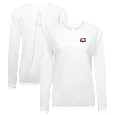 Women's Levelwear White Montreal Canadiens Sequoia Primary Logo Long Sleeve T-Shirt