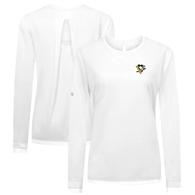 Women's Levelwear White Pittsburgh Penguins Sequoia Primary Logo Long Sleeve T-Shirt