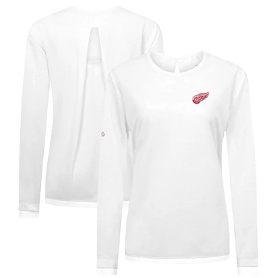 Women's Levelwear White Detroit Red Wings Sequoia Primary Logo Long Sleeve T-Shirt