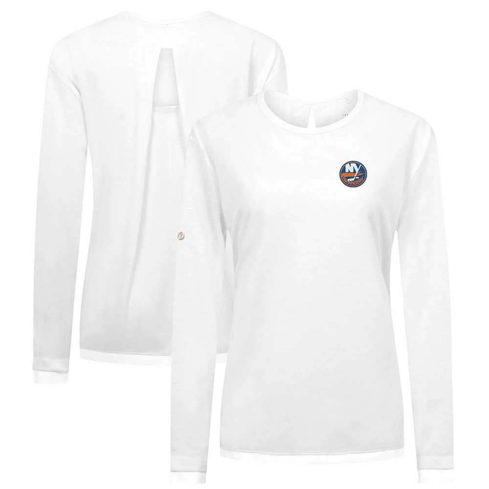 Women's Levelwear White New York Islanders Sequoia Primary Logo Long Sleeve T-Shirt