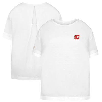 Women's Levelwear White Calgary Flames Tulip Primary Logo T-Shirt