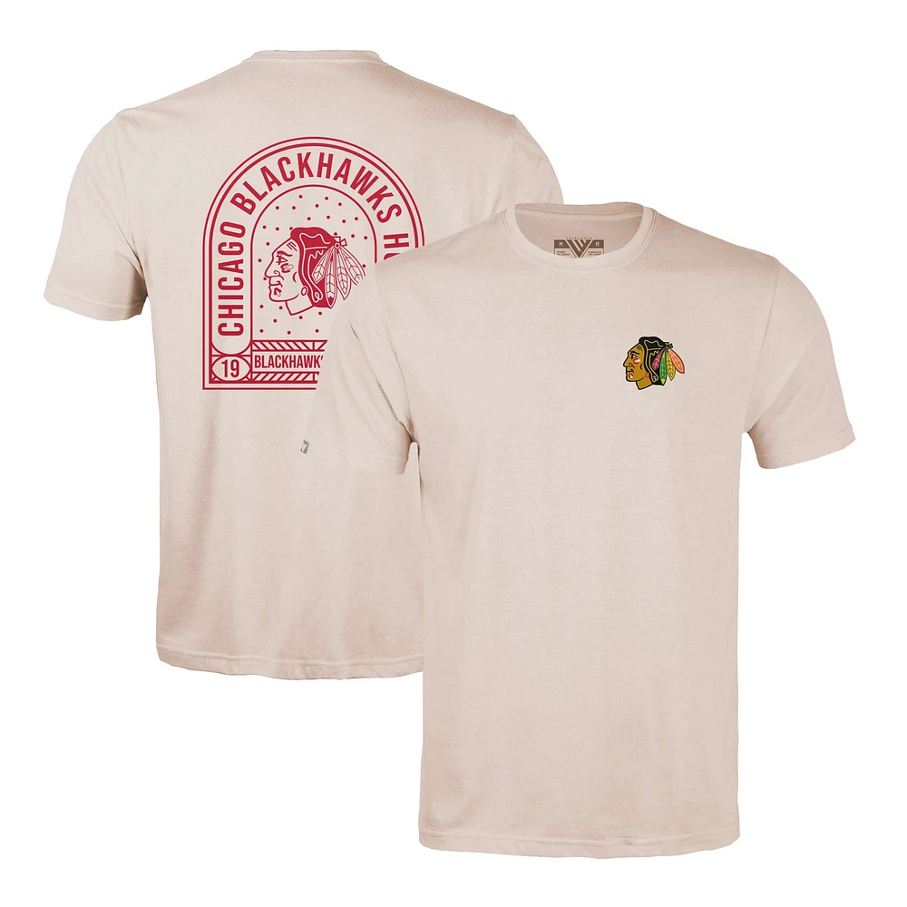 Men's Levelwear Khaki Chicago Blackhawks Richmond Stained Glass T-Shirt