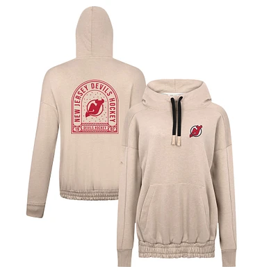 Women's Levelwear Khaki New Jersey Devils Waterfall Stained Glass Pullover Hoodie