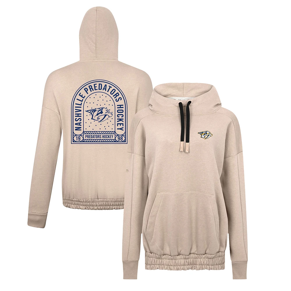 Women's Levelwear Khaki Nashville Predators Waterfall Stained Glass Pullover Hoodie