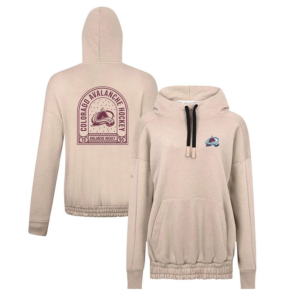 Women's Levelwear Khaki Colorado Avalanche Waterfall Stained Glass Pullover Hoodie