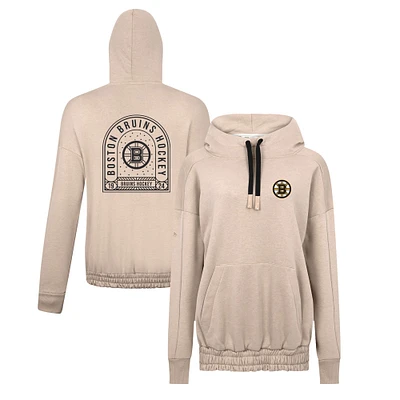 Women's Levelwear Khaki Boston Bruins Waterfall Stained Glass Pullover Hoodie