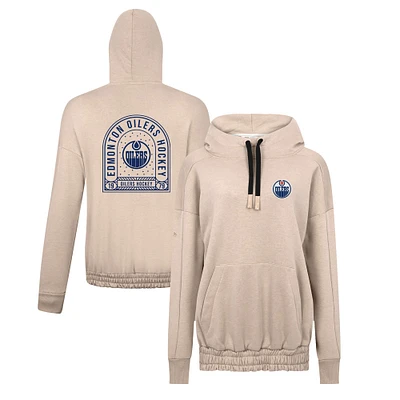 Women's Levelwear Khaki Edmonton Oilers Waterfall Stained Glass Pullover Hoodie