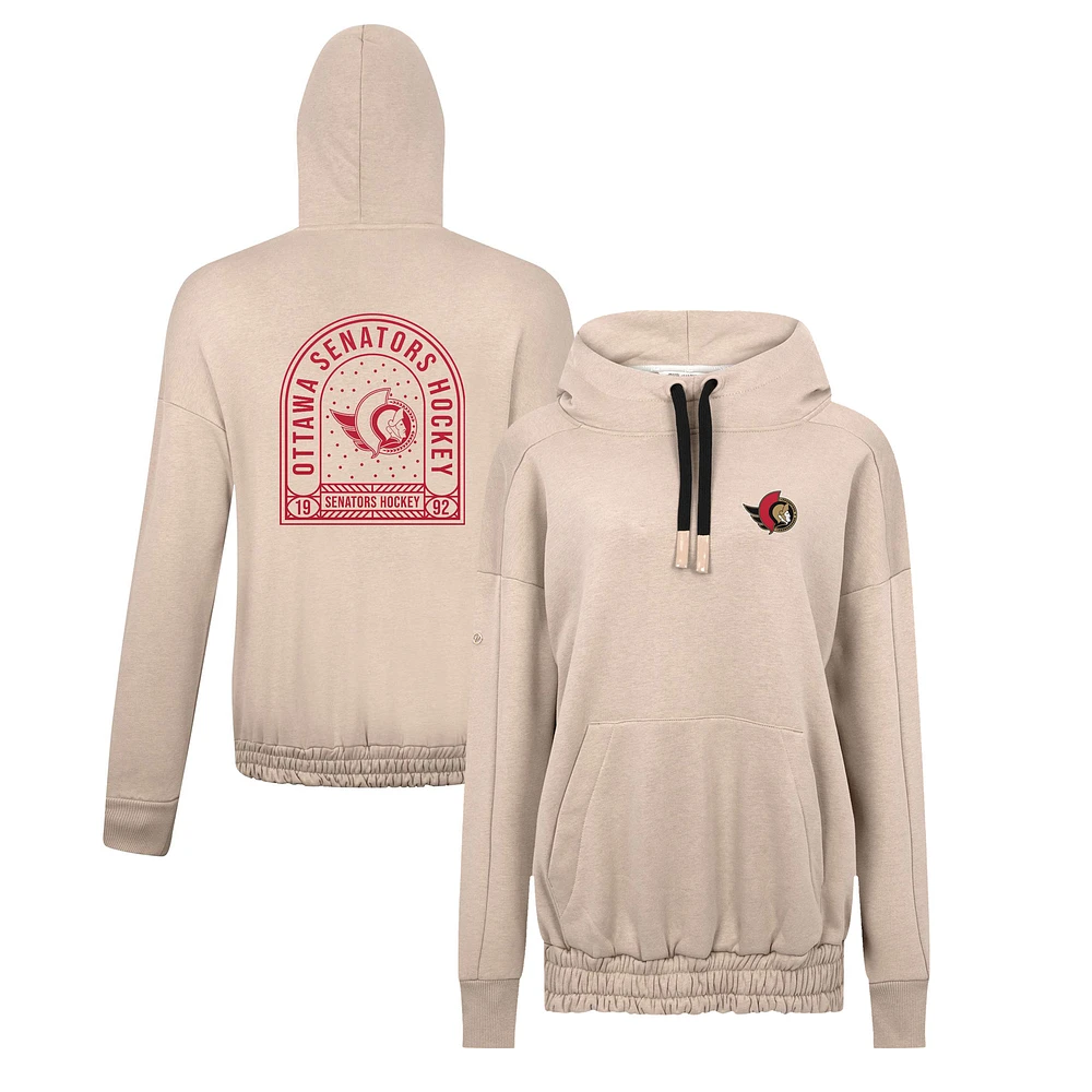 Women's Levelwear Khaki Ottawa Senators Waterfall Stained Glass Pullover Hoodie