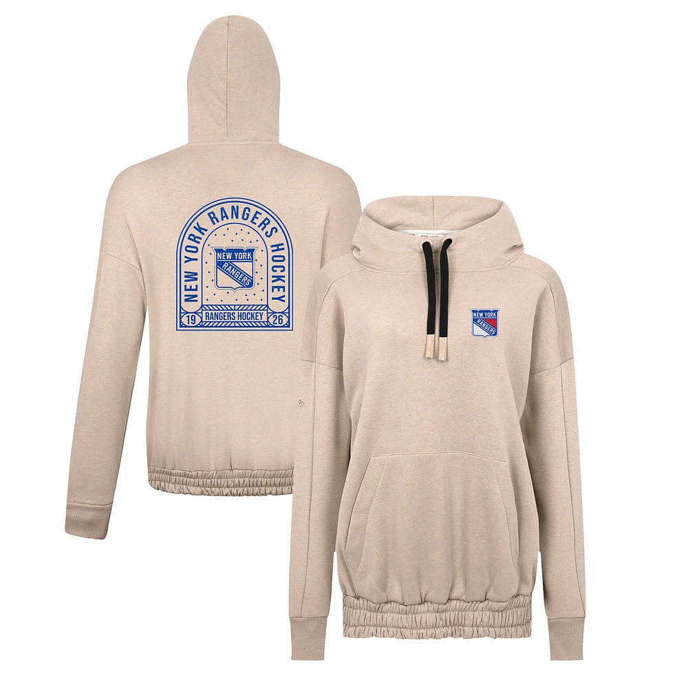 Women's Levelwear Khaki New York Rangers Waterfall Stained Glass Pullover Hoodie