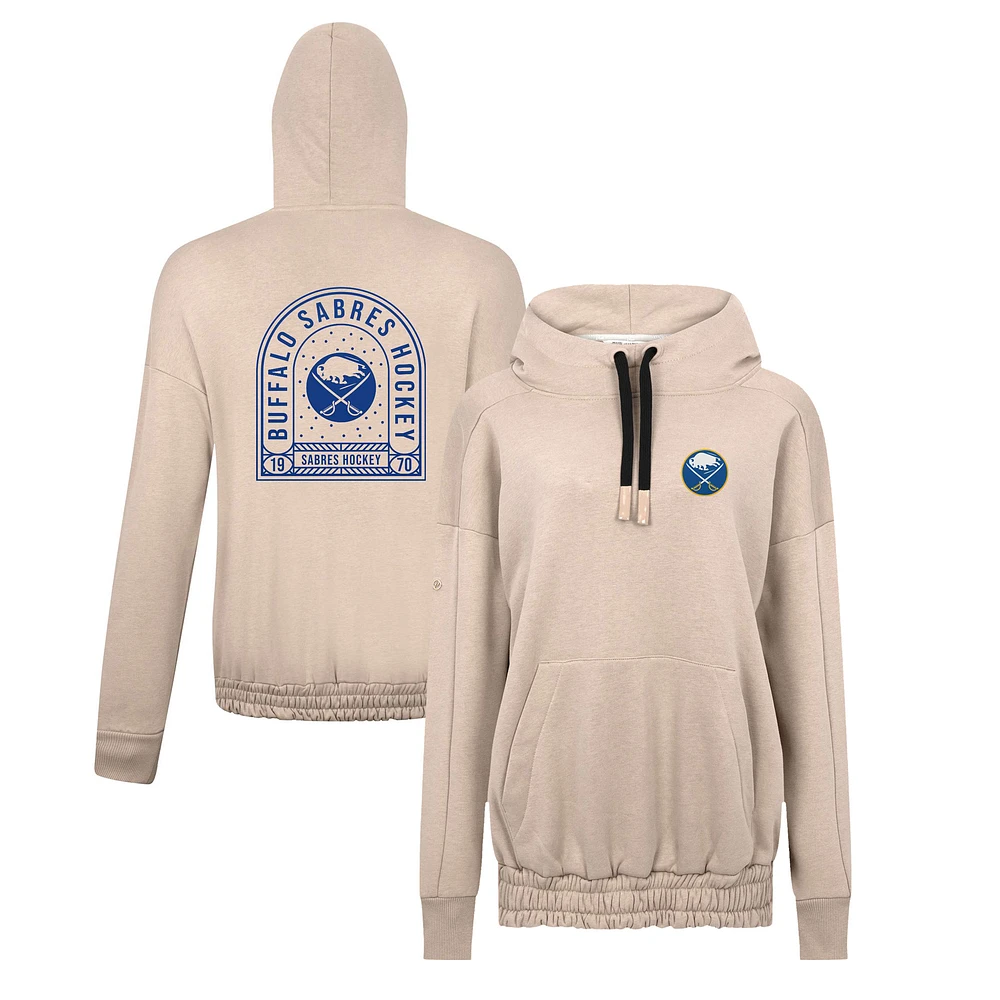 Women's Levelwear Khaki Buffalo Sabres Waterfall Stained Glass Pullover Hoodie