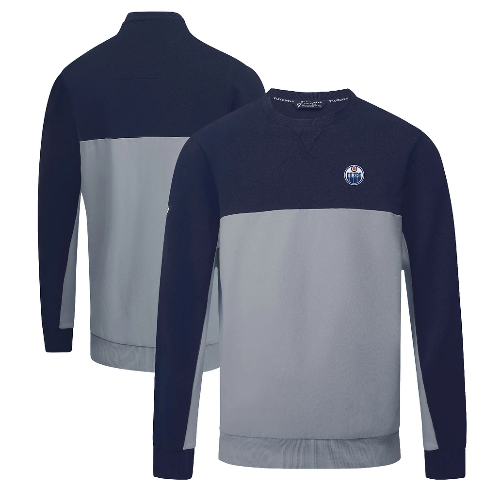 Men's Levelwear Navy/Gray Edmonton Oilers Legacy Pullover Sweatshirt