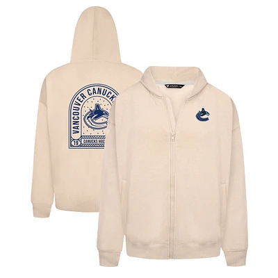 Men's Levelwear Khaki Vancouver Canucks Uphill Stained Glass Full-Zip Hoodie Jacket