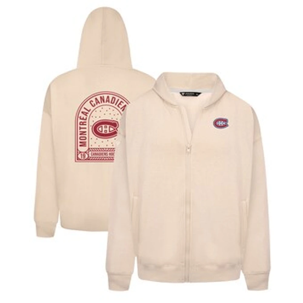 Men's Levelwear Khaki Montreal Canadiens Uphill Stained Glass Full-Zip Hoodie Jacket