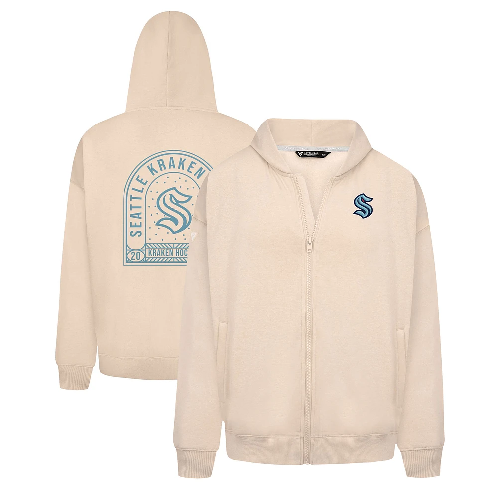 Men's Levelwear Khaki Seattle Kraken Uphill Stained Glass Full-Zip Hoodie Jacket