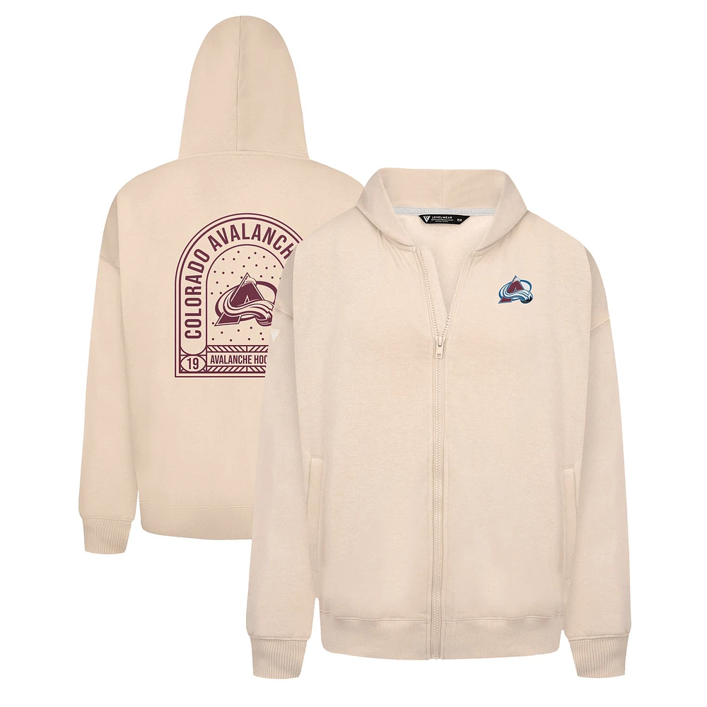 Men's Levelwear Khaki Colorado Avalanche Uphill Stained Glass Full-Zip Hoodie Jacket