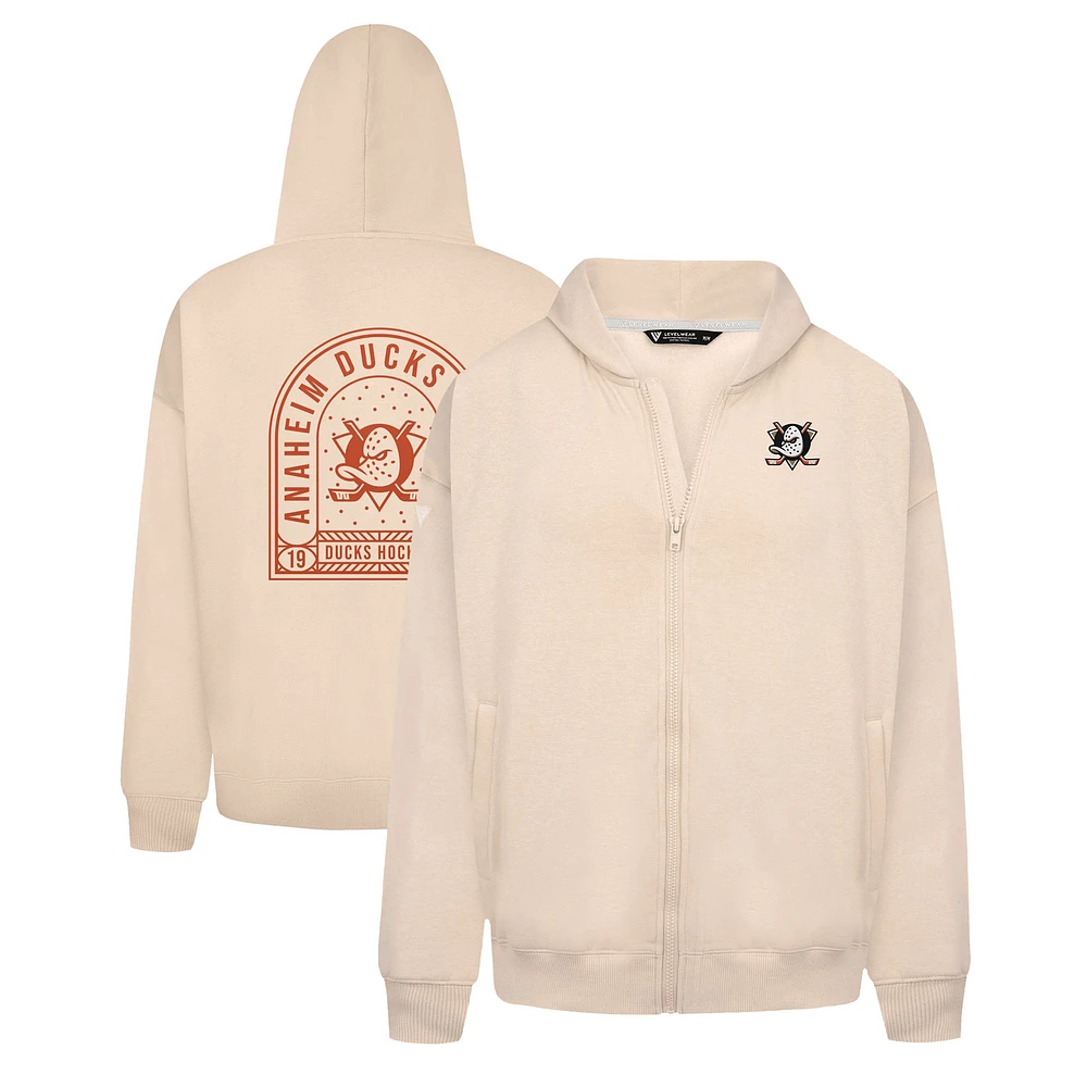 Men's Levelwear Khaki Anaheim Ducks Uphill Stained Glass Full-Zip Hoodie Jacket