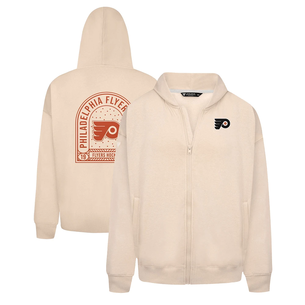 Men's Levelwear Khaki Philadelphia Flyers Uphill Stained Glass Full-Zip Hoodie Jacket
