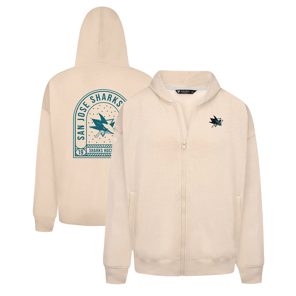 Men's Levelwear Khaki San Jose Sharks Uphill Stained Glass Full-Zip Hoodie Jacket
