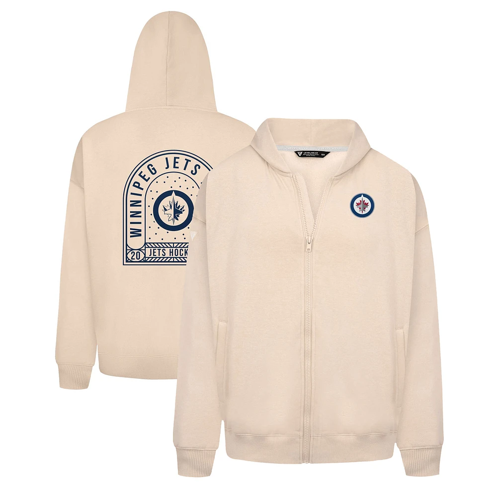Men's Levelwear Khaki Winnipeg Jets Uphill Stained Glass Full-Zip Hoodie Jacket