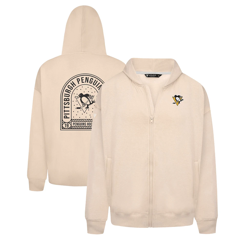 Men's Levelwear Khaki Pittsburgh Penguins Uphill Stained Glass Full-Zip Hoodie Jacket