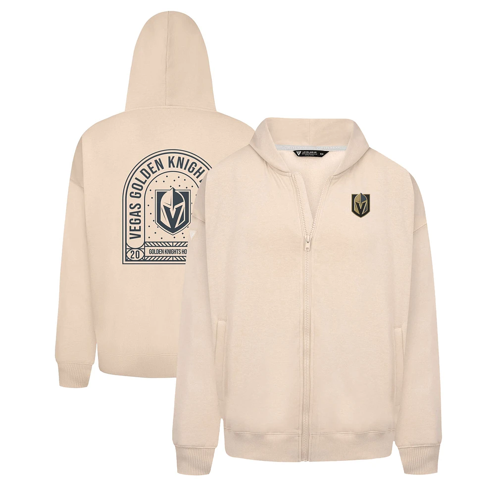 Men's Levelwear Khaki Vegas Golden Knights Uphill Stained Glass Full-Zip Hoodie Jacket