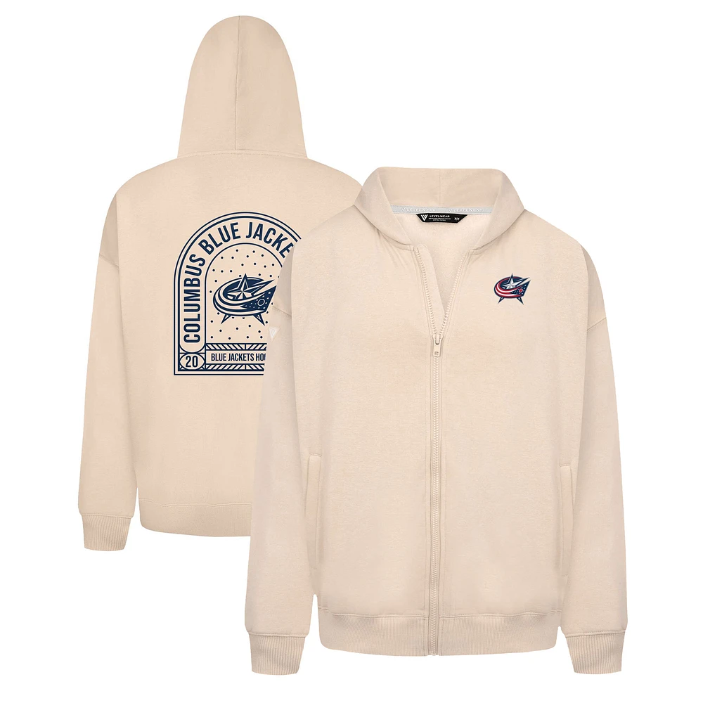 Men's Levelwear Khaki Columbus Blue Jackets Uphill Stained Glass Full-Zip Hoodie Jacket