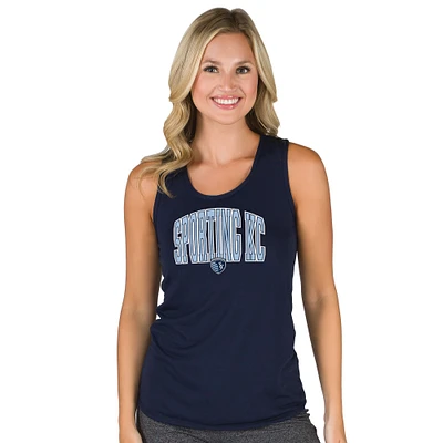 Women's Concepts Sport Navy Sporting Kansas City Marathon Racerback Scoop Neck Tank Top