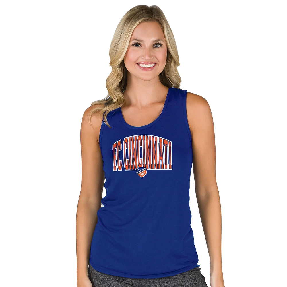 Women's Concepts Sport Blue FC Cincinnati Marathon Racerback Scoop Neck Tank Top